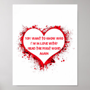 Poster Avec qui je suis amoureux, texte drôle dans le coe