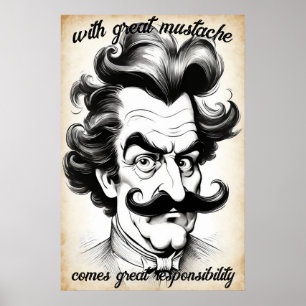 Poster Avec une grande moustache vient une grande respons