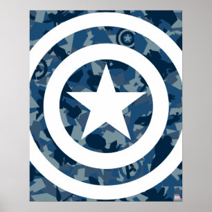 Poster Avengers   Captain America motif camouflage bleu