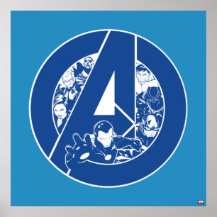 Poster Avengers Classiques logo Avengers Outlines In