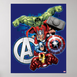 Poster Avengers   Groupe et logo haute technologie empilé