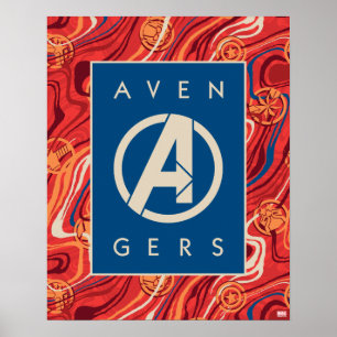 Poster Avengers Logo Avengers Peint en Marbre Rouge