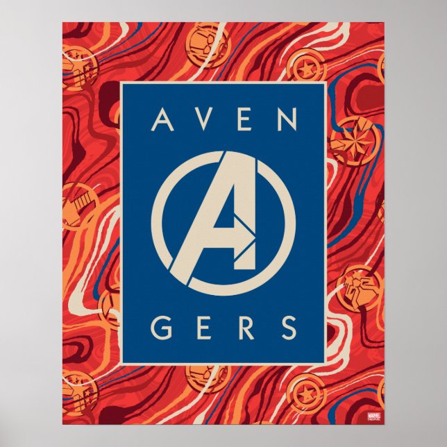Poster Avengers | Logo Avengers Peint en Marbre Rouge (Devant)
