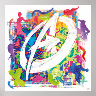 Poster Avengers   Logo Silhouette Graffiti Coloré