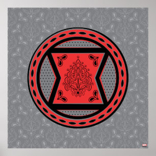 Poster Avengers   Rouge & Noir Paisley Logo Black Widow