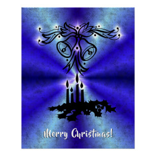 Poster Avent, Artdeco de Noël sur Blue Green Rainbow