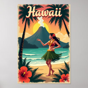 Poster Aventure Aloha à Hawaï – Évasion de l'île Rétro