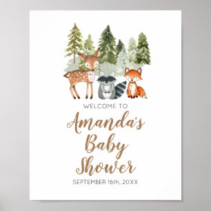 Poster Aventure animale de cerfs Camper Baby shower Bienv