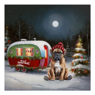 Poster Aventure de Noël de la caravane Boxer d'hiver