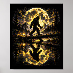 Poster Aventure de réflexion de Bigfoot en forêt au clair