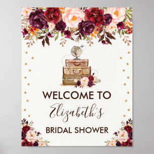 Poster Aventure de voyage Shower de mariage Rustique Flor