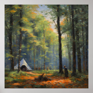 Poster Aventure en plein air avec une forêt impressionnis