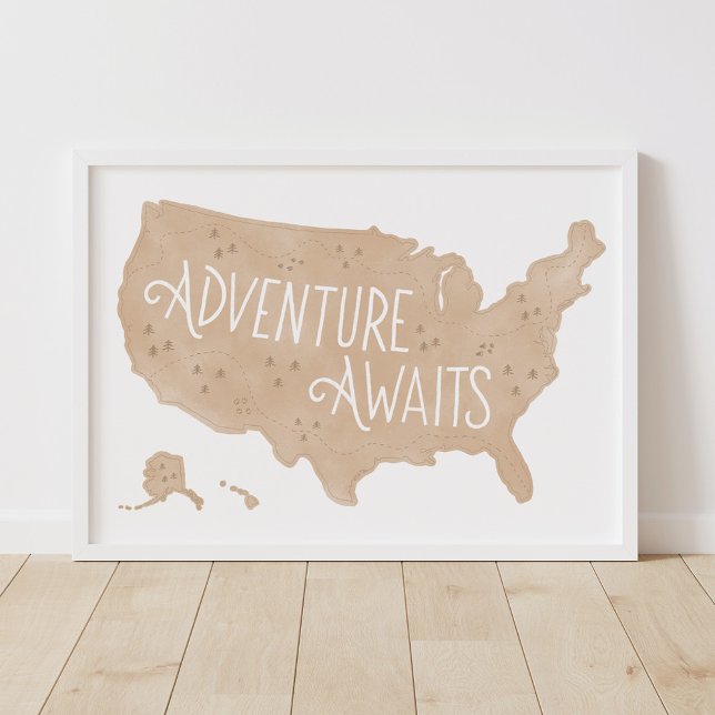 Poster Aventure Neutre Attend Nous Carte Chambre Enfants  (Créateur téléchargé)