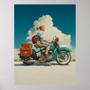 Poster Aventure vintage Motorcycle Road