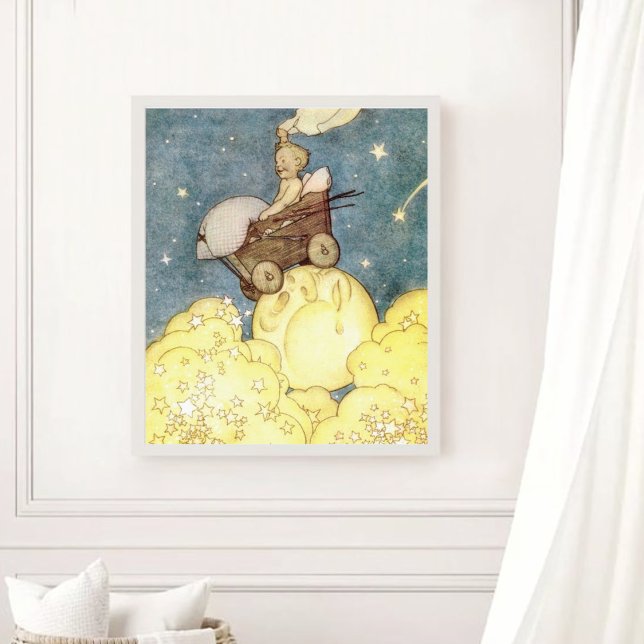 Poster Aventure vintage pour bébés avec lune et étoiles (Créateur téléchargé)