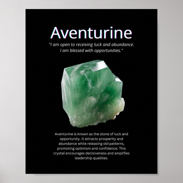 Poster Aventurine Crystal Stone Signification (Devant)
