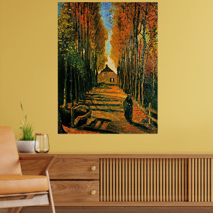 Poster Avenue des peupliers au coucher du soleil