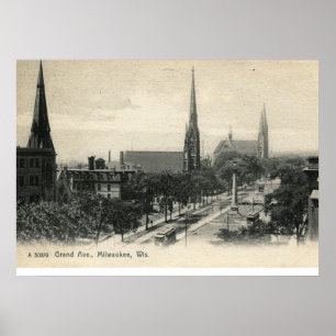 Poster Avenue grande., cru 1907 de Milwaukee, le