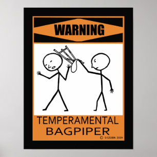 Poster Avertissement Bagpier Temperamental