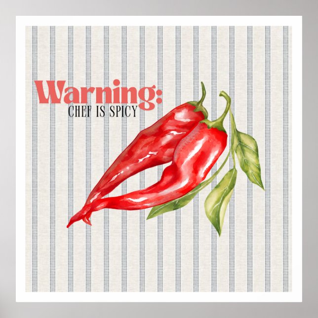 Poster Avertissement Chef est Piment Rouge Cuisine d'Art (Devant)