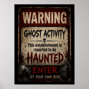 Poster Avertissement d'activité fantôme Établissement han