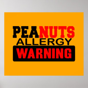 Poster Avertissement d'allergie aux arachides
