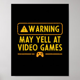 Poster Avertissement de jeu peut crier contre les hommes