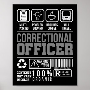 Poster Avertissement de l'agent correctionnel Ligne mince