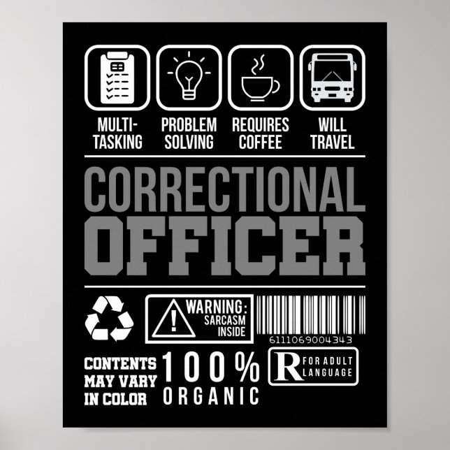 Poster Avertissement de l'agent correctionnel Ligne mince (Devant)
