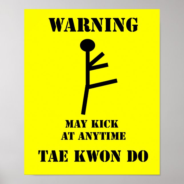 Poster Avertissement de Taekwondo Martial Arts (Devant)