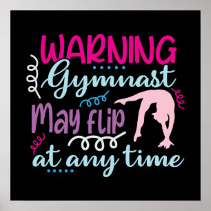 Poster Avertissement Gymnaste peut se retourner à tout mo