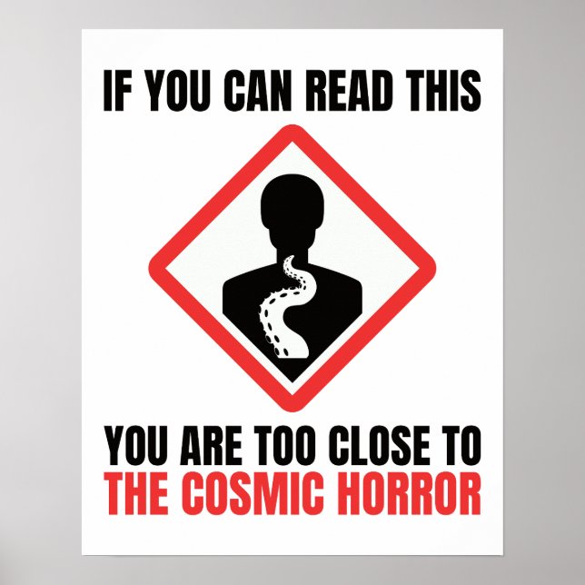 Poster Avertissement Horreur cosmique Cthulhu Lovecraft (Devant)