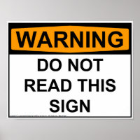 Avertissement : ne pas lire ce signe