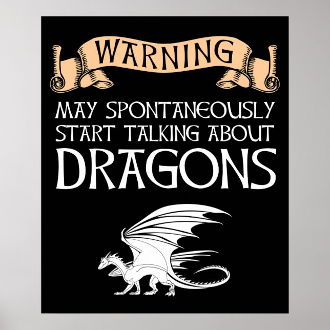 Poster Avertissement Peut Commencer À Parler De Dragons (Devant)