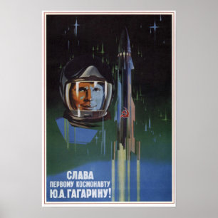 Poster Aviation soviétique Y.A. Gagarin 1961 de l'URSS