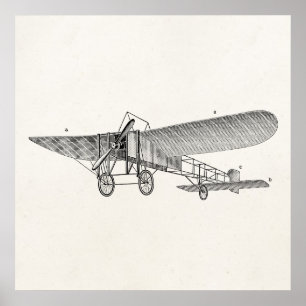 Poster Avion à hélice vintage Rétro Ancien Avion à hélice