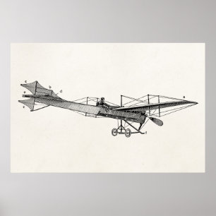 Poster Avion à hélice vintage Rétro Ancien Avion à hélice