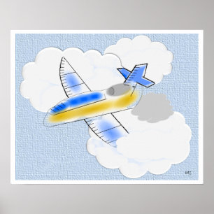 Poster Avion à réaction dans les nuages
