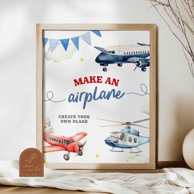 Poster Avion Anniversaire Faire un avion panneau personna (Créateur téléchargé)