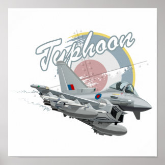 Poster Avion de chasse caricaturale