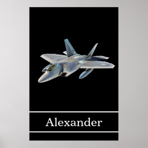 Poster Avion de chasse de F-22 Raptor avec le nom