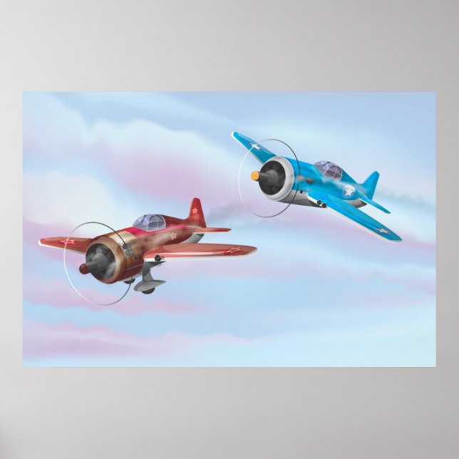 Poster Avion de combat de la Seconde Guerre mondiale (Devant)