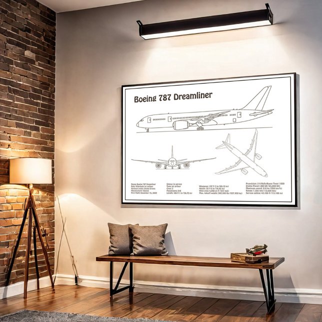 Poster Avion de ligne 787 - Plan de dessin de plan d'avio (Créateur téléchargé)