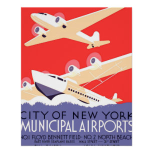 Poster Avion en vol vintage WPA coloré
