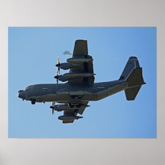 Poster Avion Hercules C-130 avec Silhouette F-35