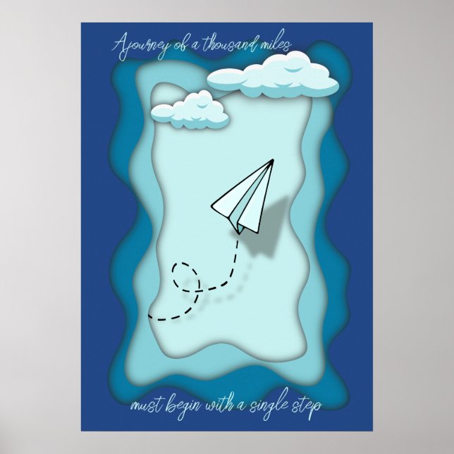 Poster Avion papier | Le voyage commence par un seul (Devant)