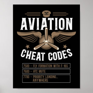 Poster Avion Pilote Aéronefs Aviation Cheat Codes 7500