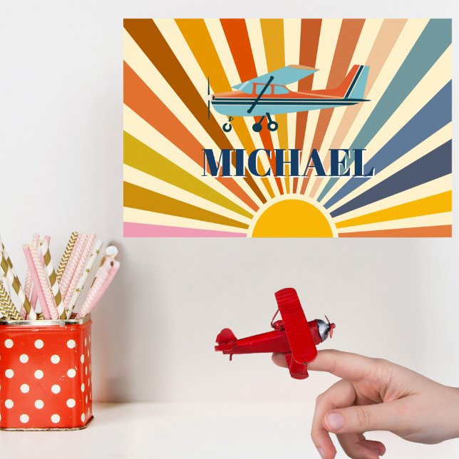 Poster Avion Vintage Cessna Rétro Coucher de Soleil Perso (Créateur téléchargé)