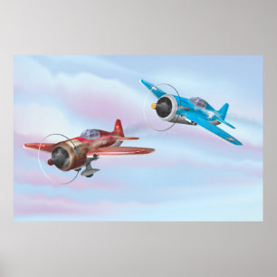 Poster Avions de chasse de la Seconde Guerre mondiale