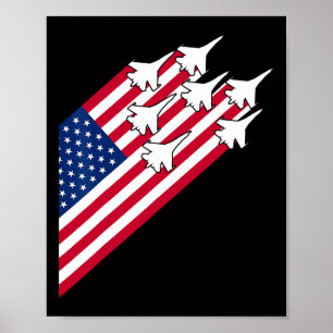 Poster Avions de chasse Drapeau Usa 4 juillet Avion de ch